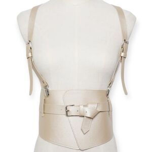 Gold Wide Corset Shoulder Suspender Body Harness Belt NEW